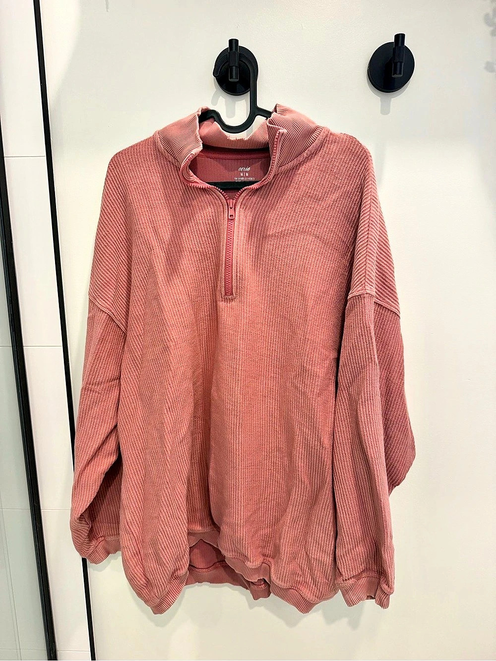 Aerie Ribbed Half-Zip Pullover Pink Size Medium